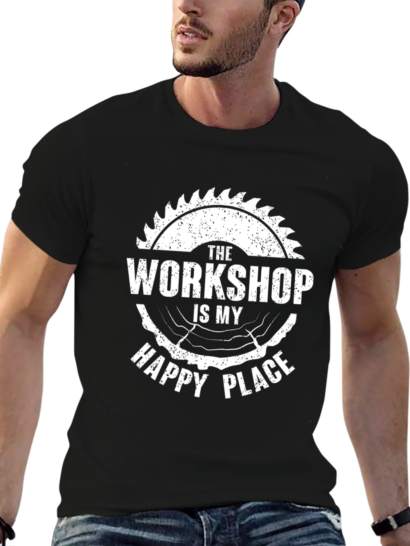 Camiseta Negra El Taller es Mi Lugar Feliz