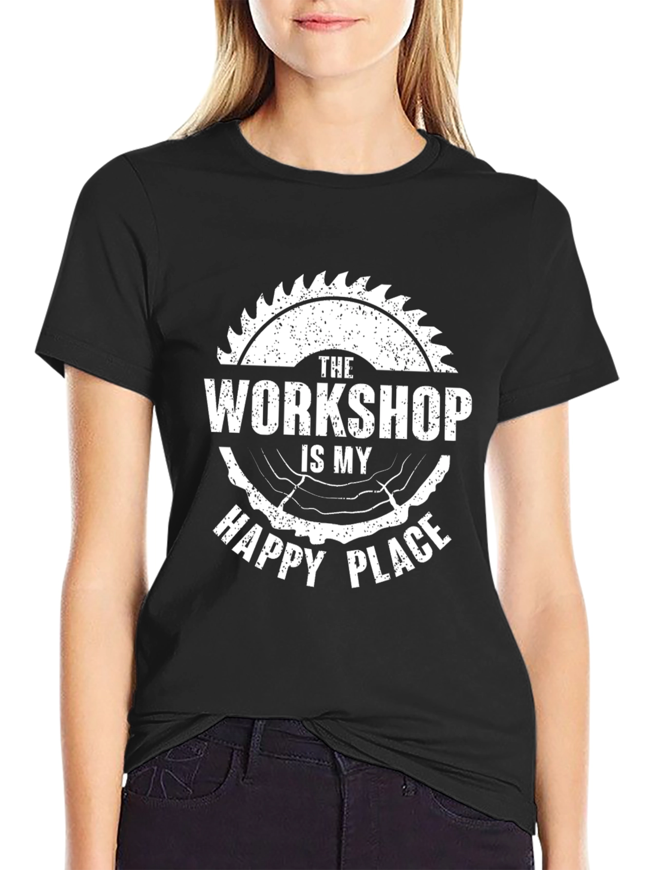 Camiseta Negra El Taller es Mi Lugar Feliz