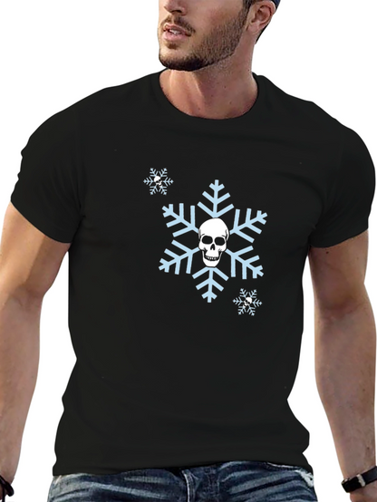 Camiseta Negra con Calavera en Copo de Nieve