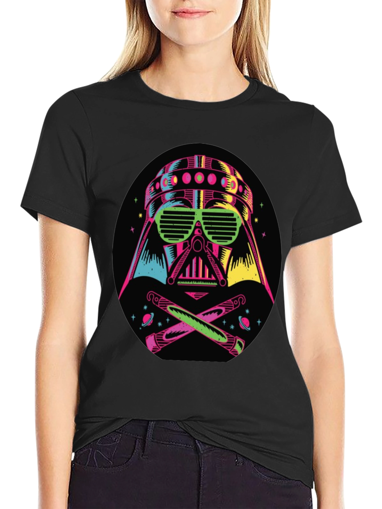 Camiseta Darth Vader Neón Hombre Algodón