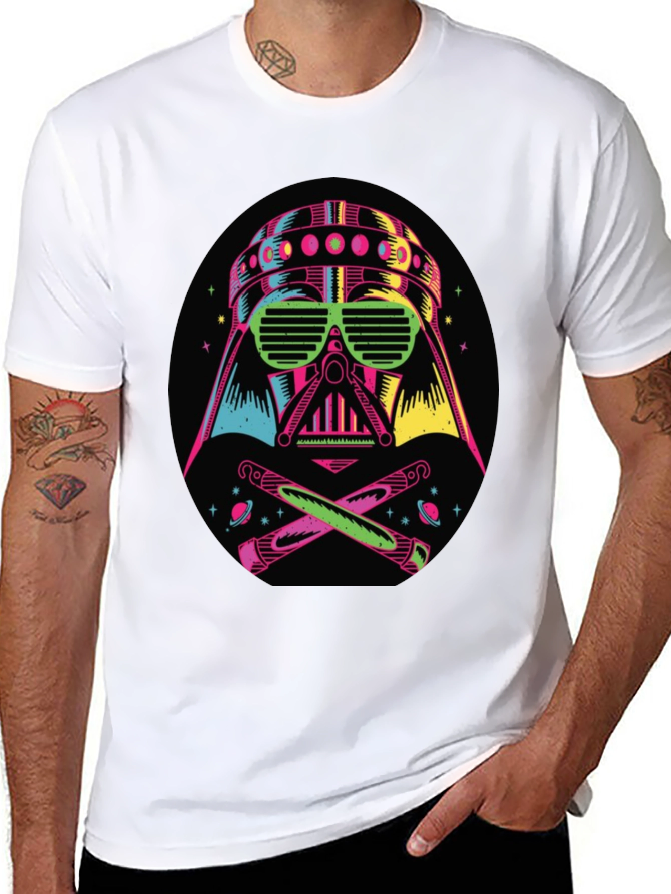 Camiseta Darth Vader Neón Hombre Algodón