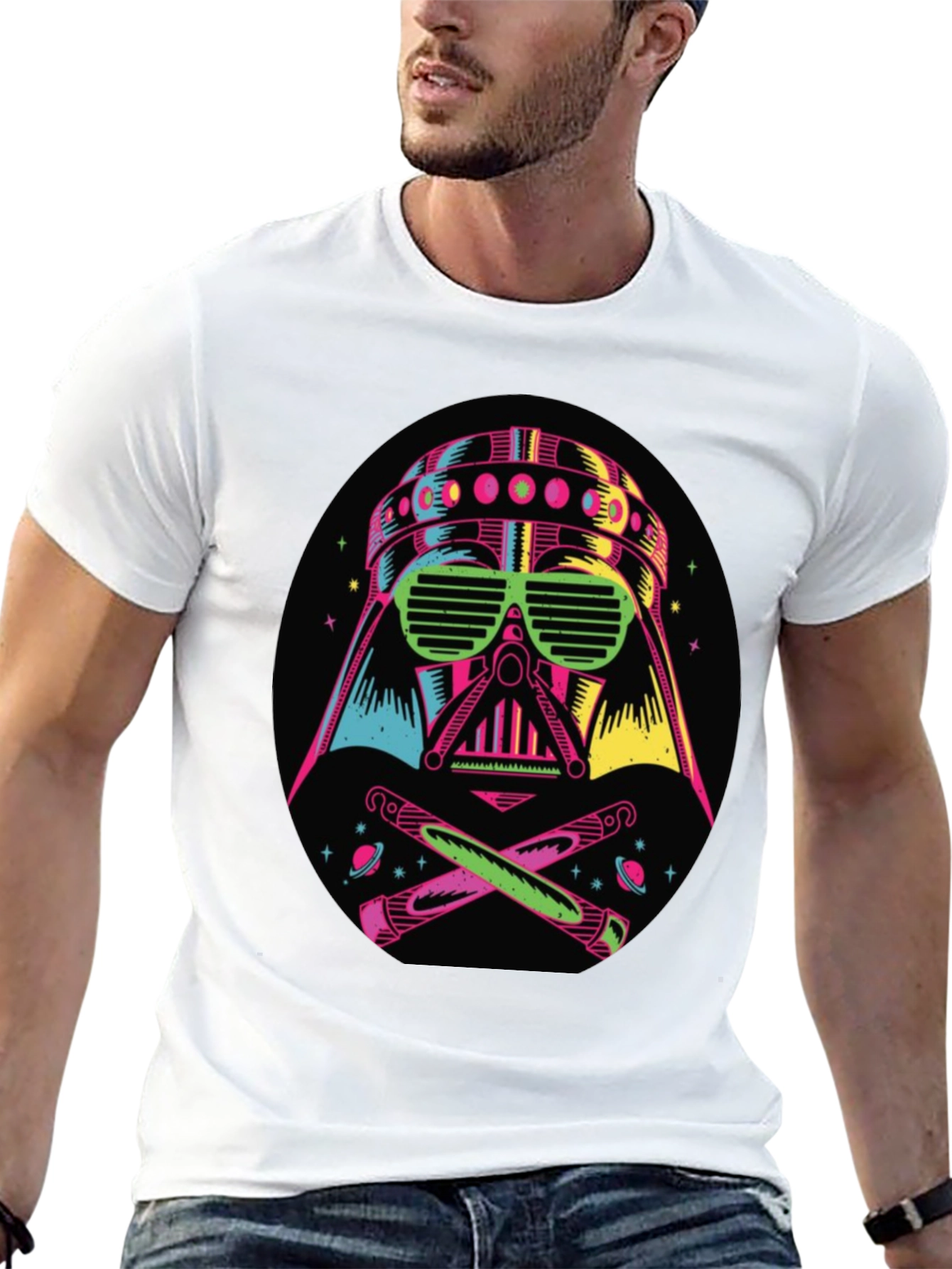 Camiseta Darth Vader Neón Hombre Algodón