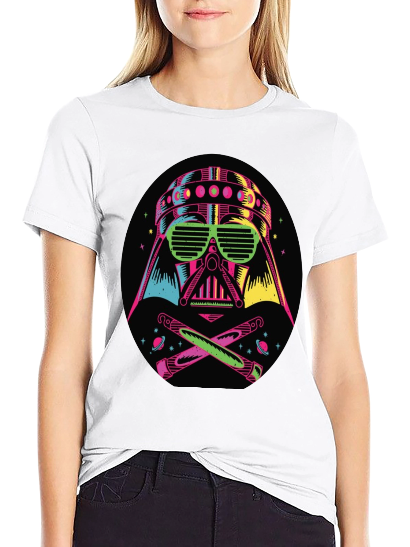 Camiseta Darth Vader Neón Hombre Algodón