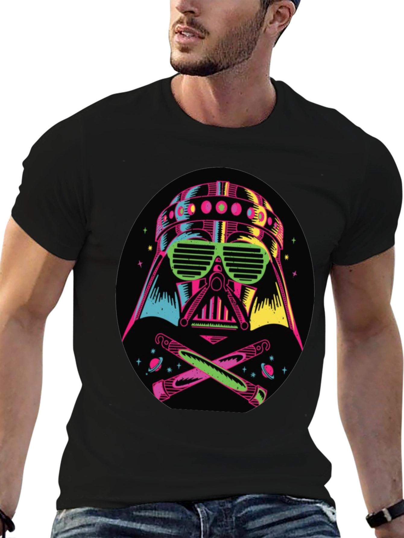Camiseta Darth Vader Neón Hombre Algodón