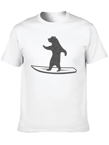 Camiseta Negra Hombre - Oso Surfista