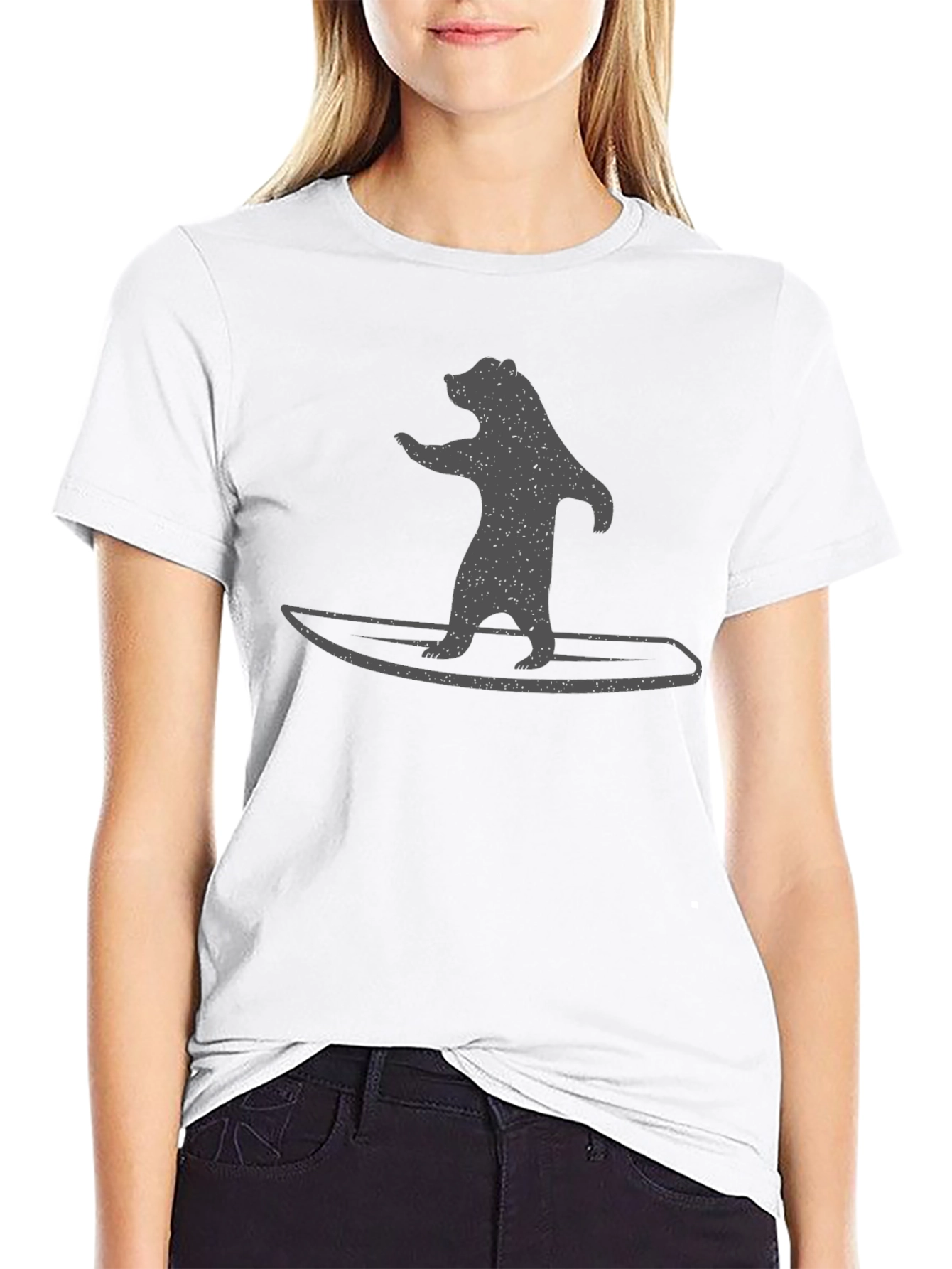 Camiseta Negra Hombre - Oso Surfista