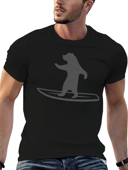 Camiseta Negra Hombre - Oso Surfista