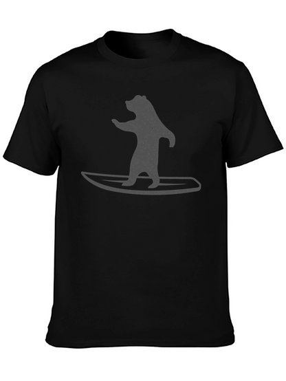 Camiseta Negra Hombre - Oso Surfista