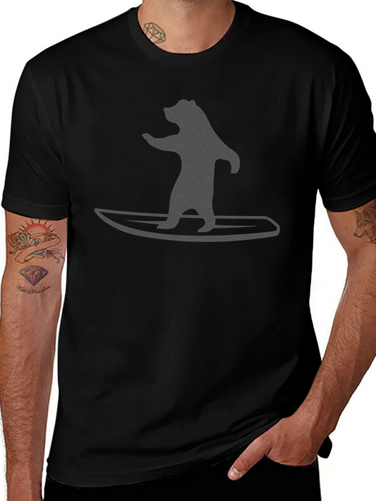 Camiseta Negra Hombre - Oso Surfista