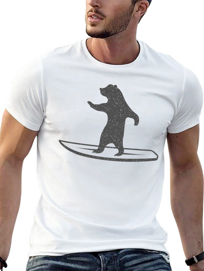 Camiseta Negra Hombre - Oso Surfista