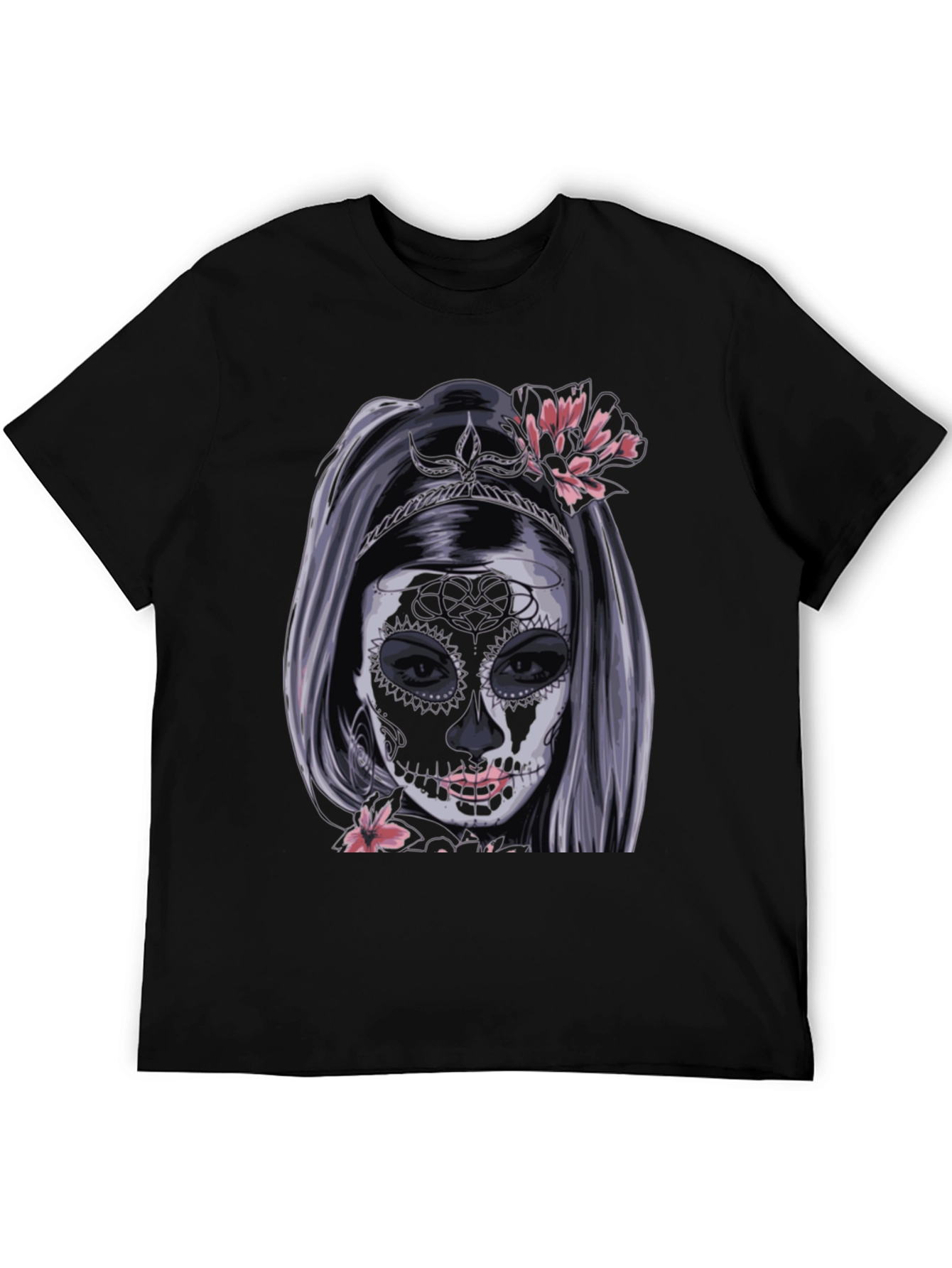 Camiseta Negra con Diseño de Catrina Mexicana