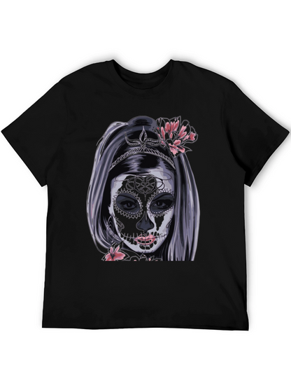 Camiseta Negra con Diseño de Catrina Mexicana