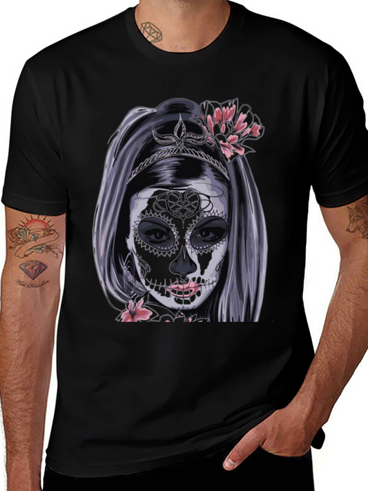 Camiseta Negra con Diseño de Catrina Mexicana