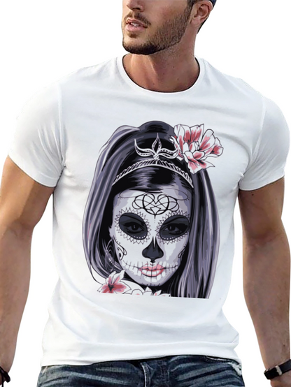 Camiseta Negra con Diseño de Catrina Mexicana