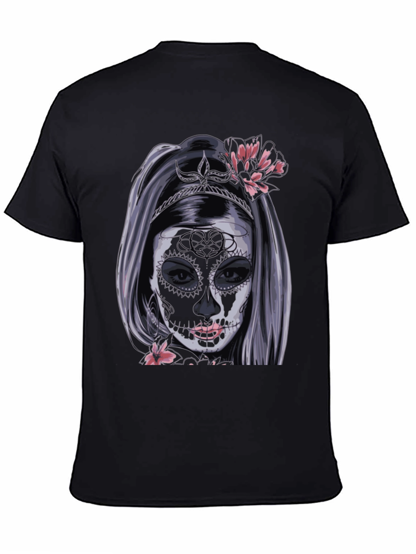 Camiseta Negra con Diseño de Catrina Mexicana