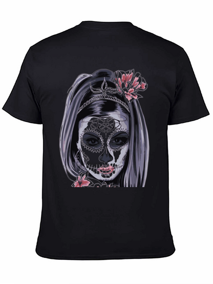 Camiseta Negra con Diseño de Catrina Mexicana