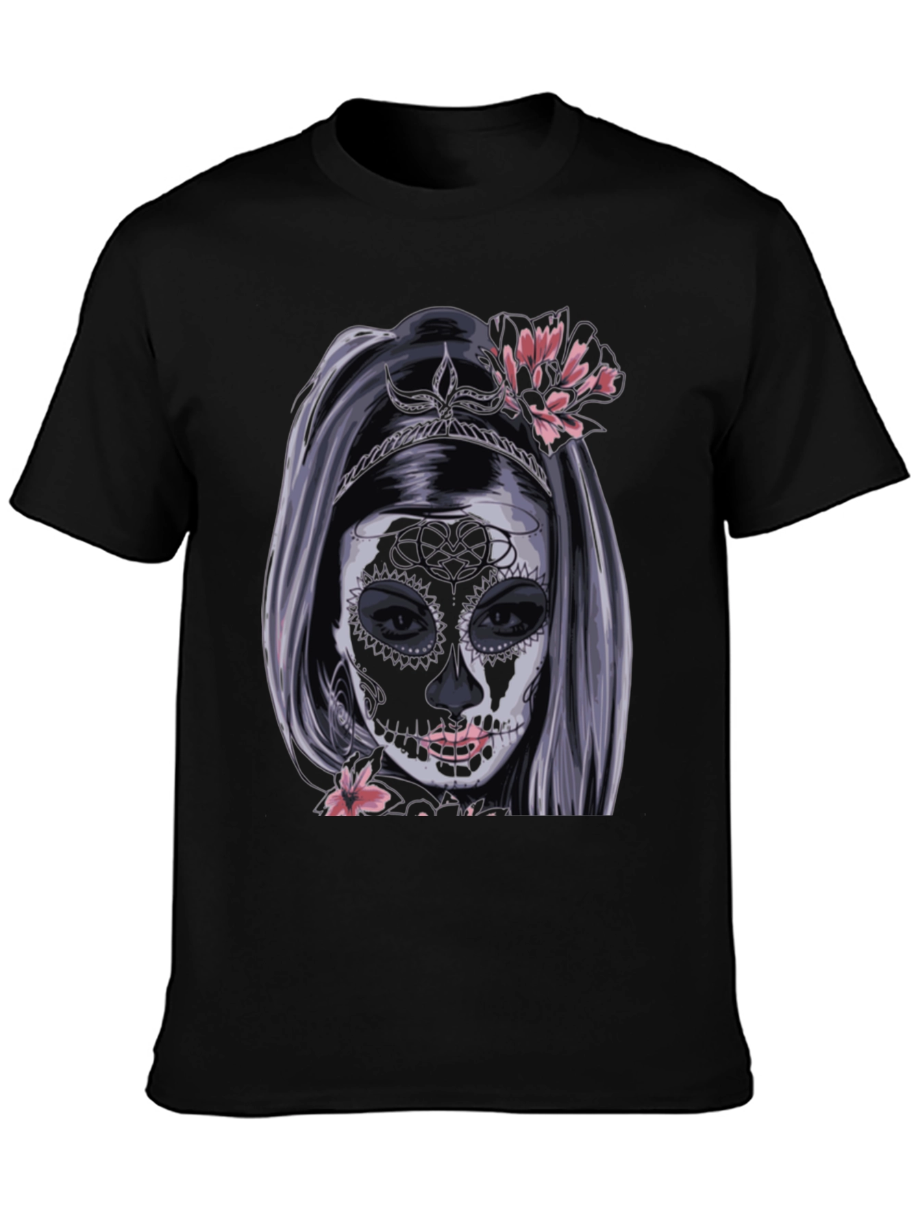 Camiseta Negra con Diseño de Catrina Mexicana