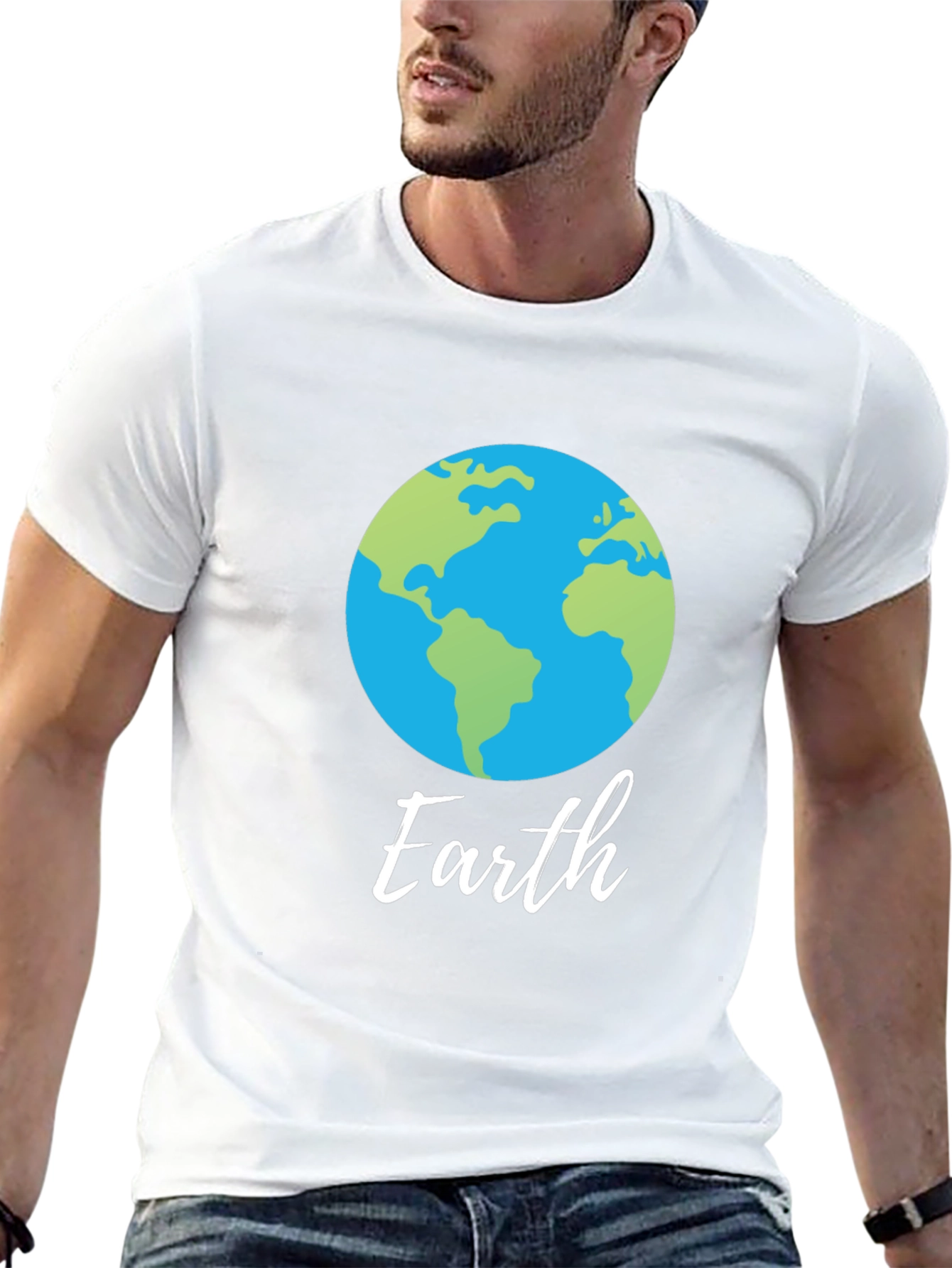 Camiseta Negra con Diseño del Planeta Tierra