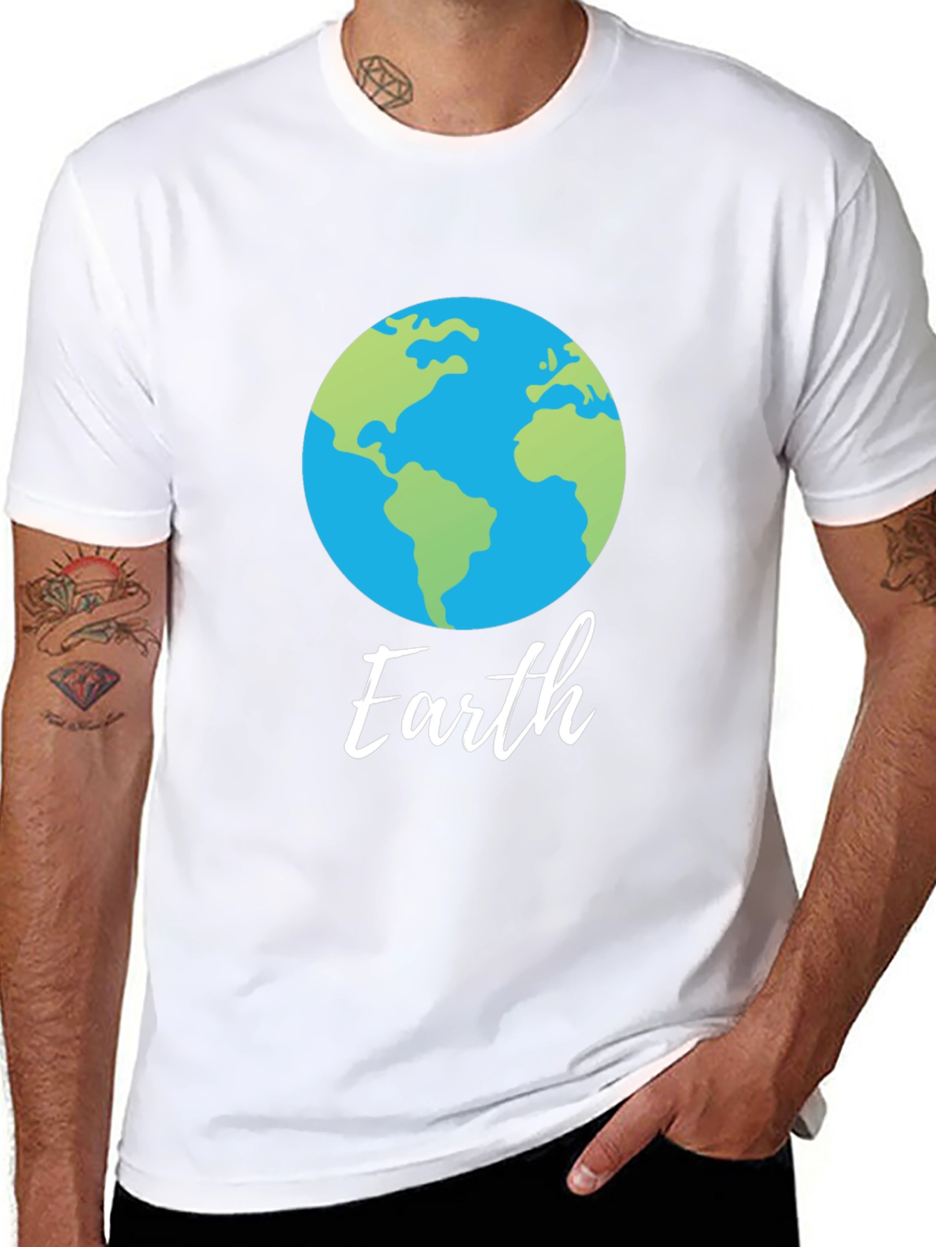 Camiseta Negra con Diseño del Planeta Tierra