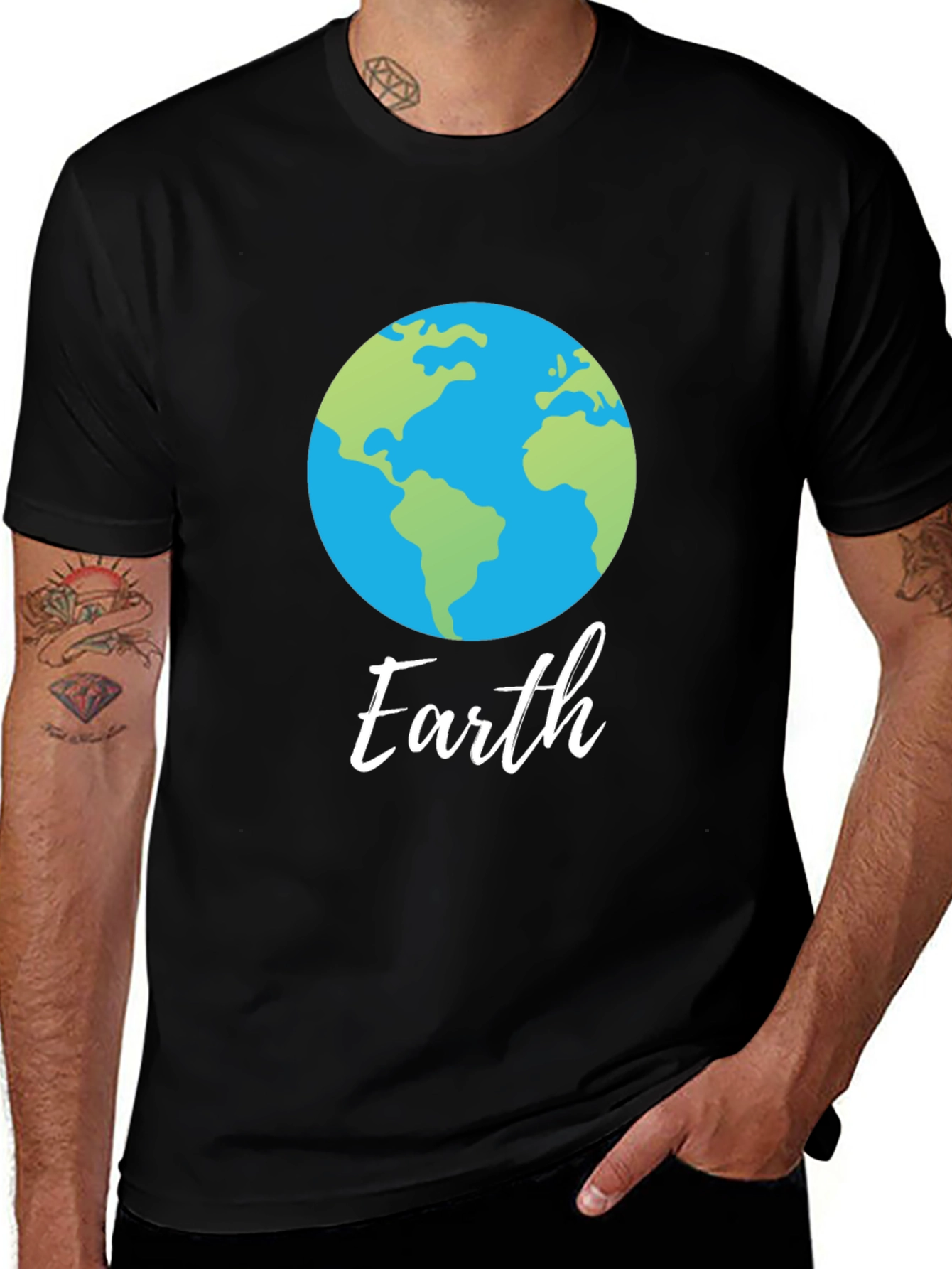 Camiseta Negra con Diseño del Planeta Tierra