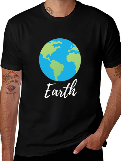 Camiseta Negra con Diseño del Planeta Tierra
