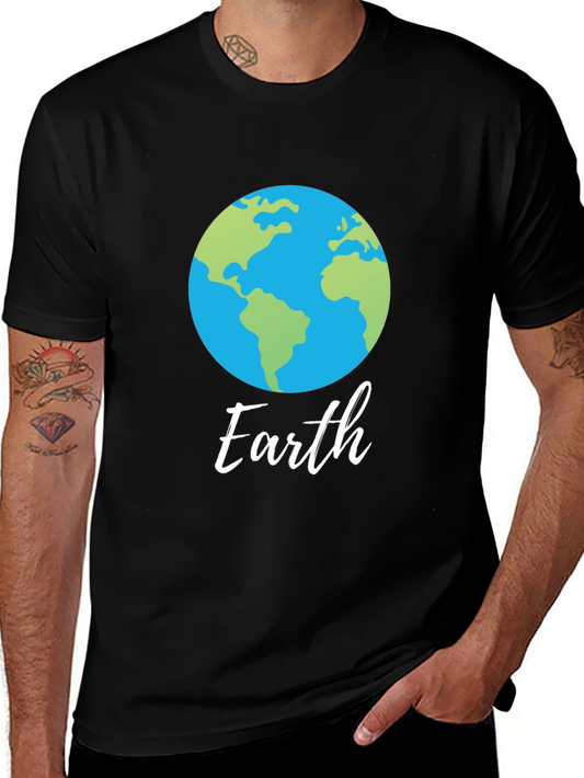 Camiseta Negra con Diseño del Planeta Tierra