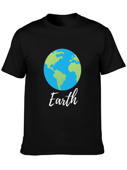 Camiseta Negra con Diseño del Planeta Tierra