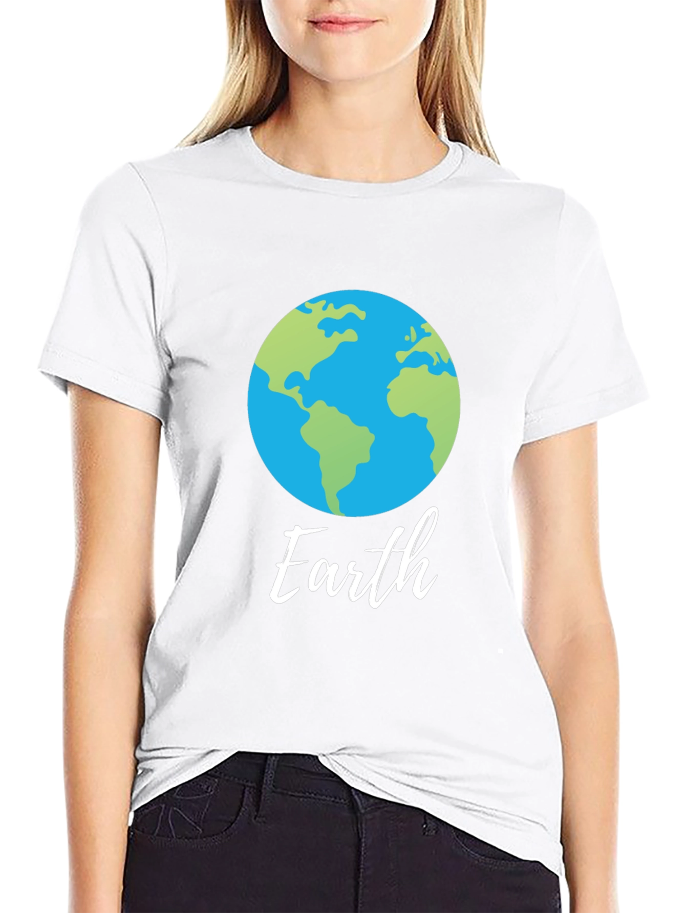 Camiseta Negra con Diseño del Planeta Tierra