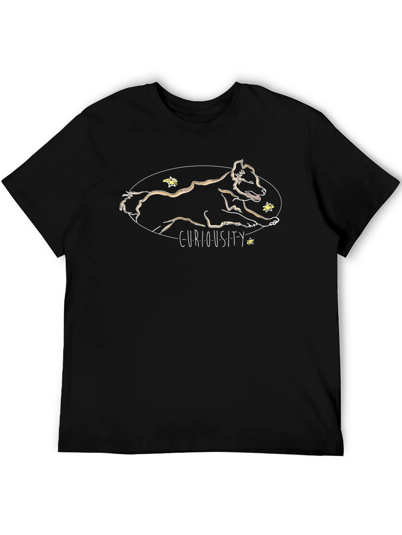 Camiseta Negra Curiosidad - Diseño Canino Único