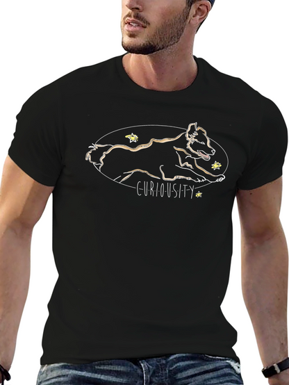 Camiseta Negra Curiosidad - Diseño Canino Único