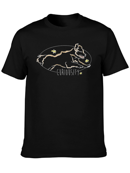 Camiseta Negra Curiosidad - Diseño Canino Único