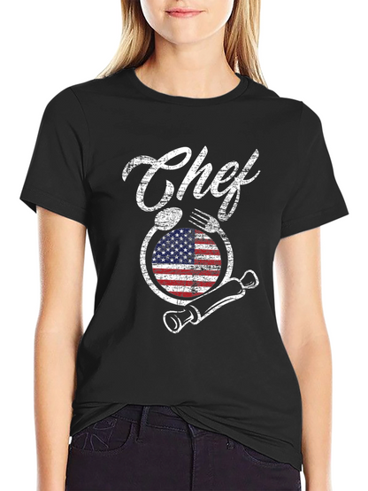 Camiseta Chef Americana - Diseño Culinario Patriótico