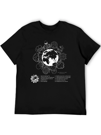Camiseta Negra Microbiología Tierra - Diseño Único