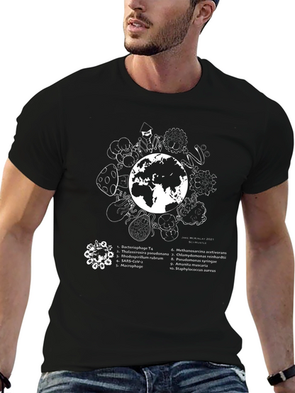 Camiseta Negra Microbiología Tierra - Diseño Único