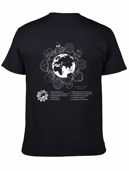 Camiseta Negra Microbiología Tierra - Diseño Único