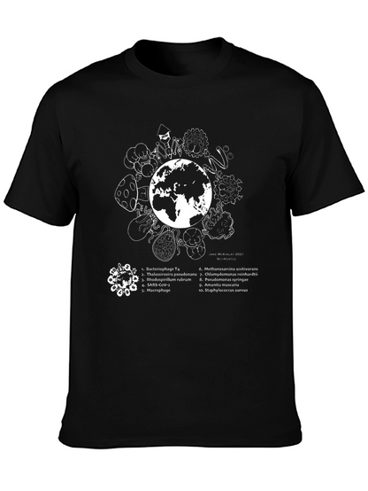 Camiseta Negra Microbiología Tierra - Diseño Único
