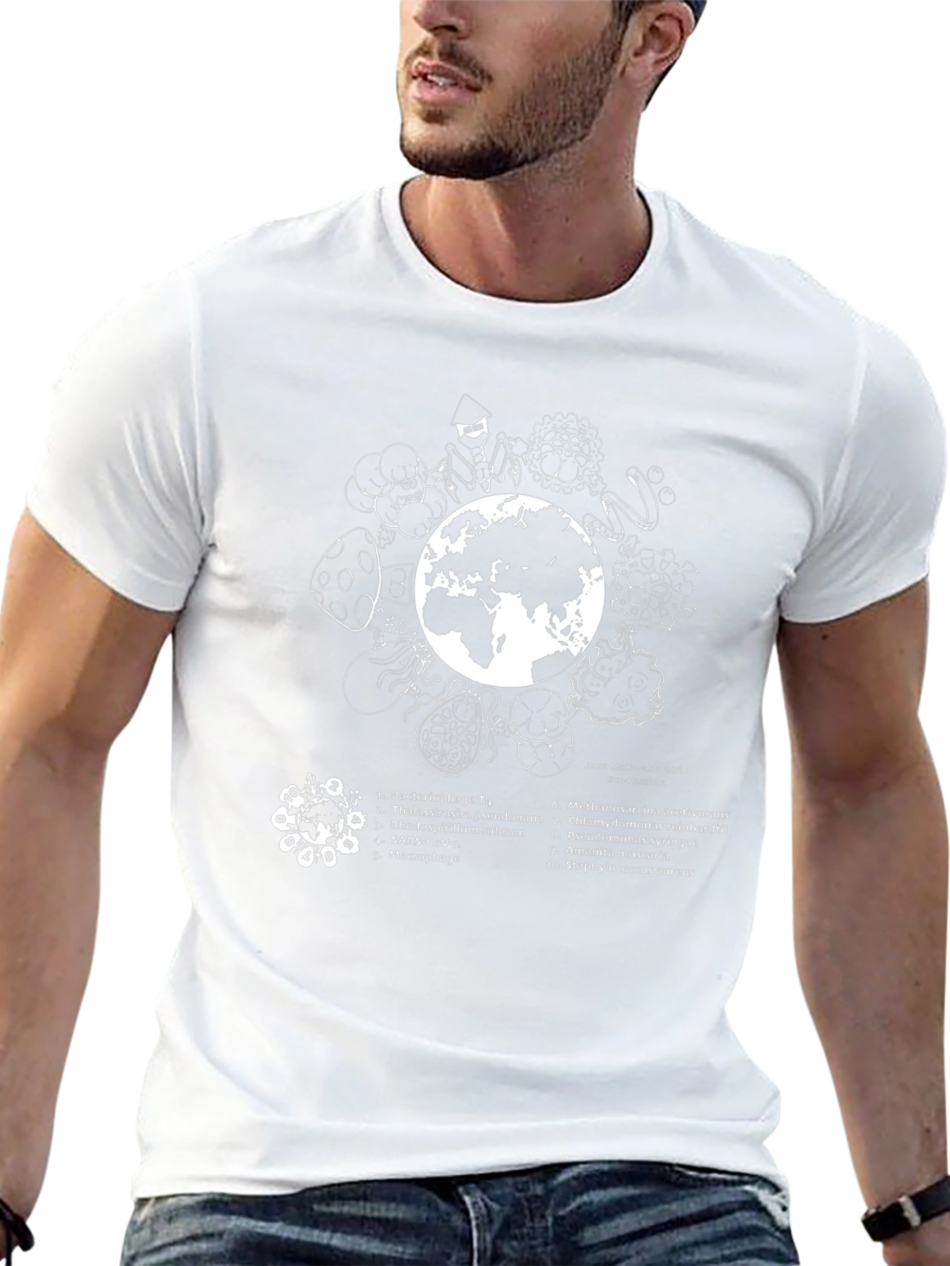 Camiseta Negra Microbiología Tierra - Diseño Único