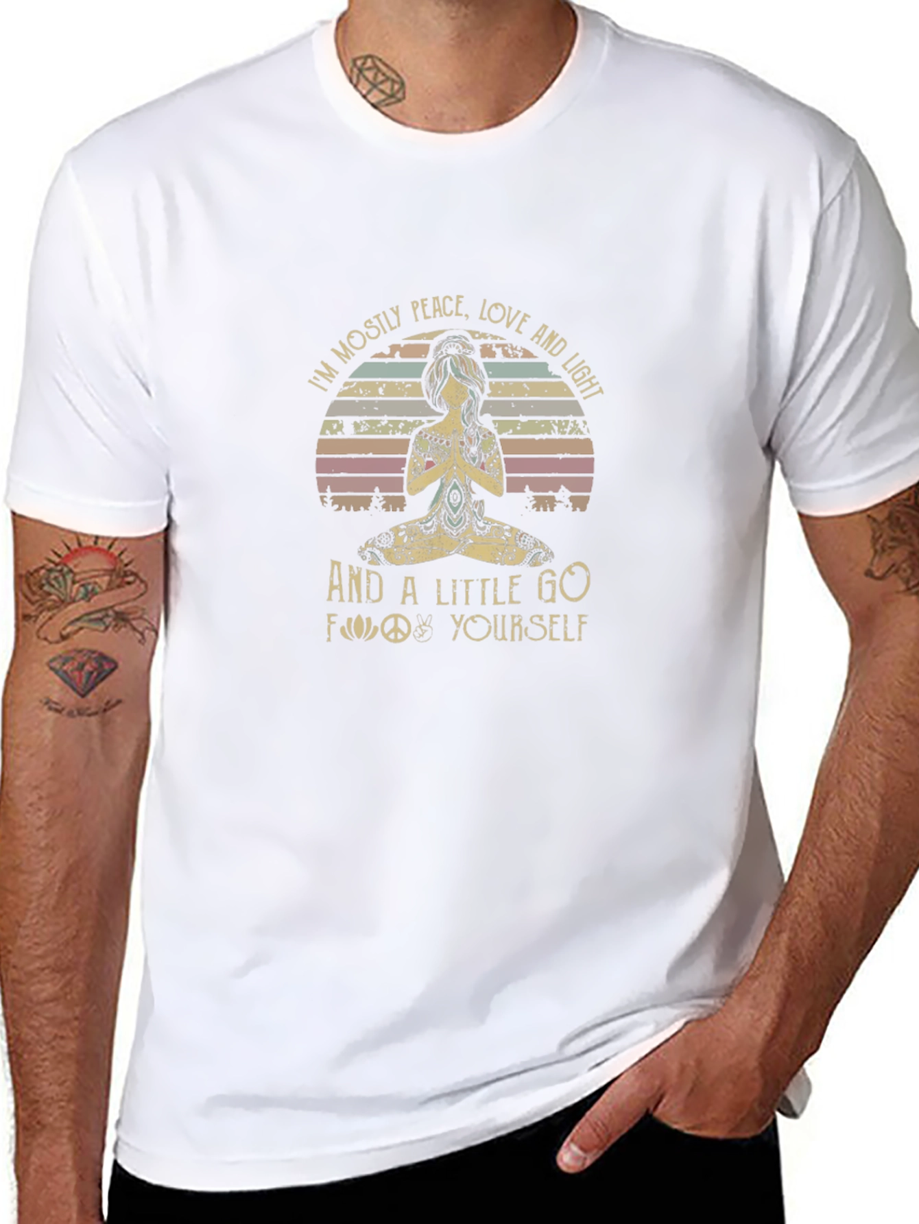 Camiseta Negra: Paz Amor y Meditación
