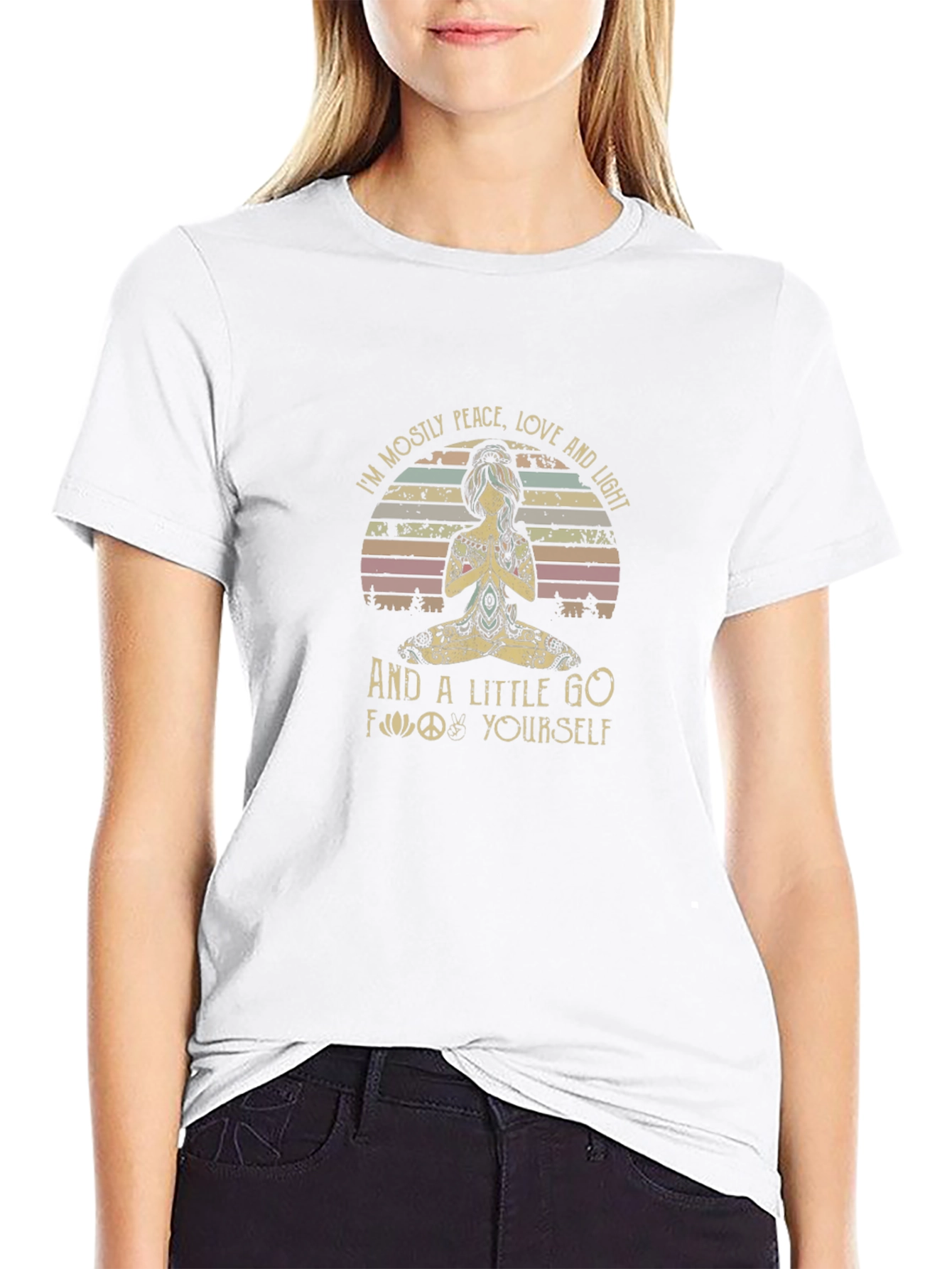 Camiseta Negra: Paz Amor y Meditación
