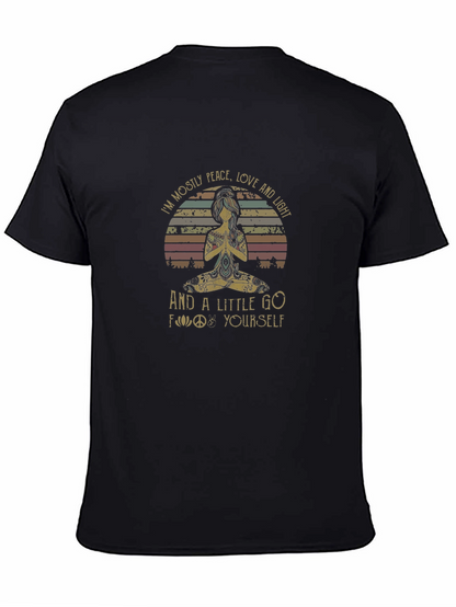 Camiseta Negra: Paz Amor y Meditación