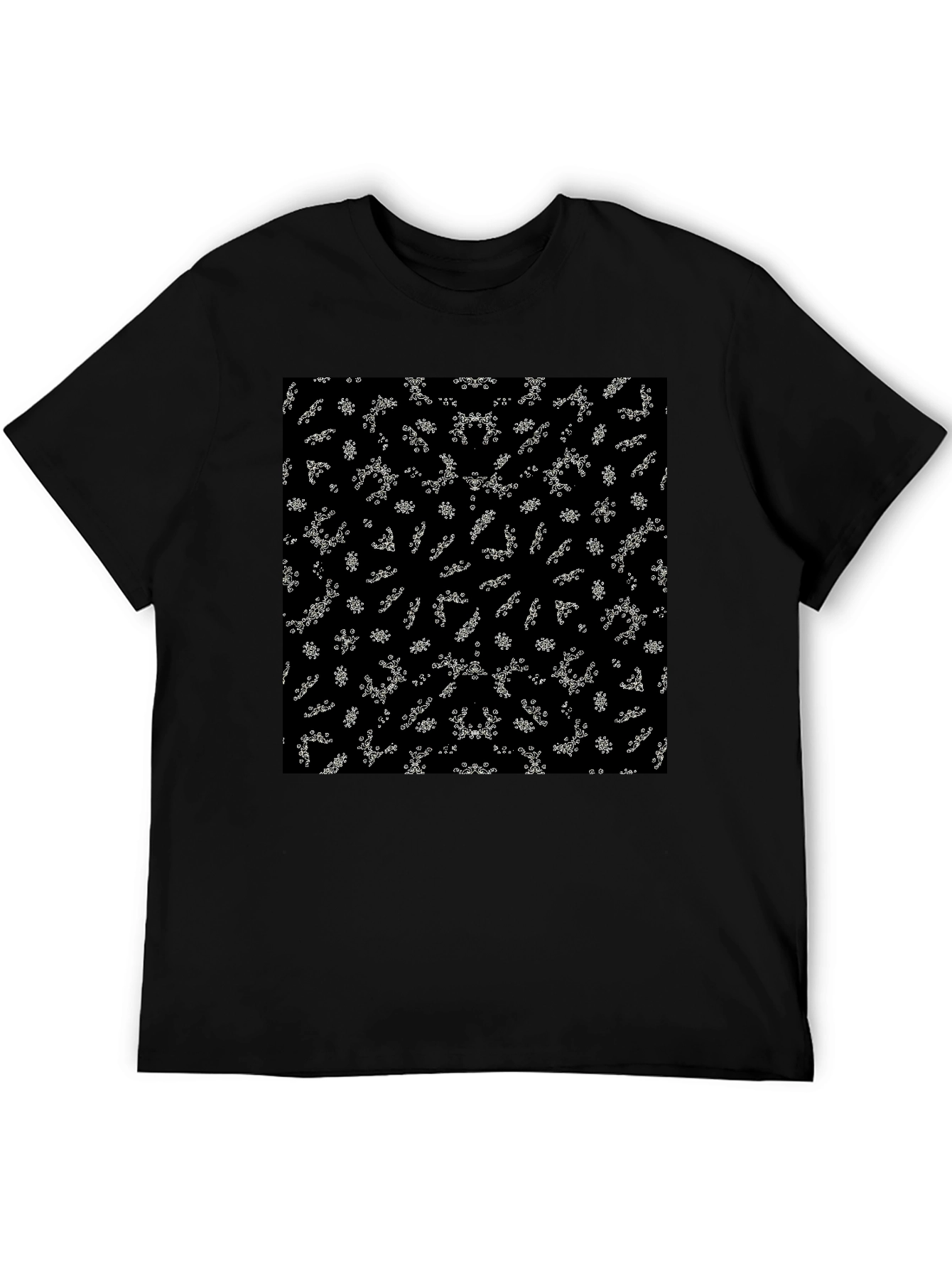 Camiseta Negra Estampado Abstracto Floral