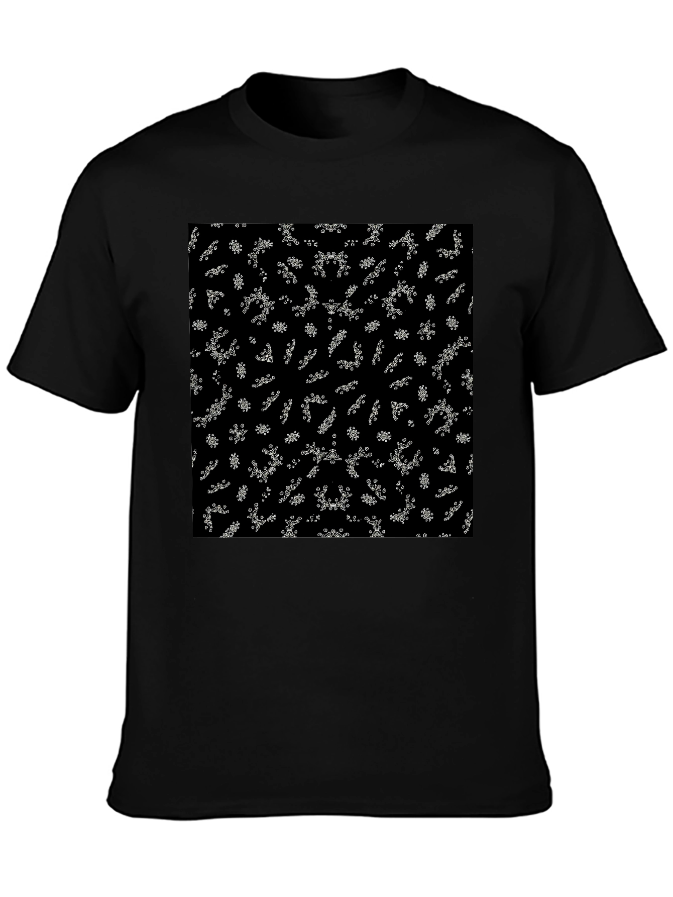 Camiseta Negra Estampado Abstracto Floral