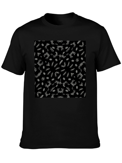 Camiseta Negra Estampado Abstracto Floral