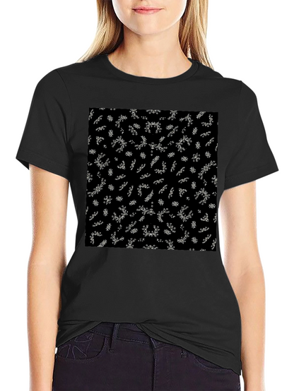 Camiseta Negra Estampado Abstracto Floral