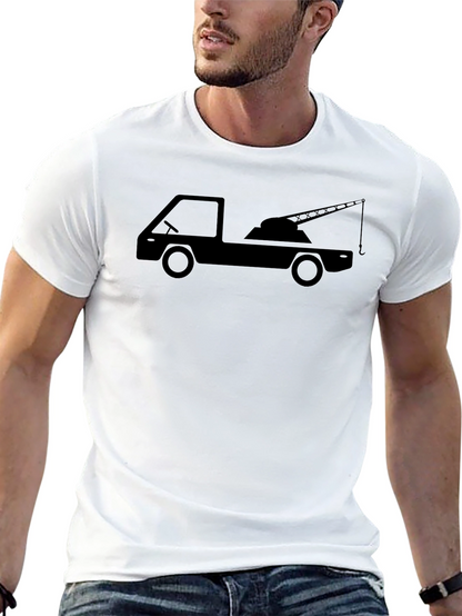 Camiseta Negra Grúa Hombre - Diseño Único