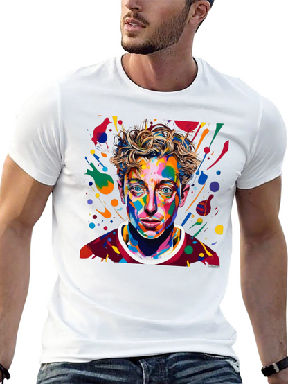Camiseta Negra con Diseño Abstracto de Cara