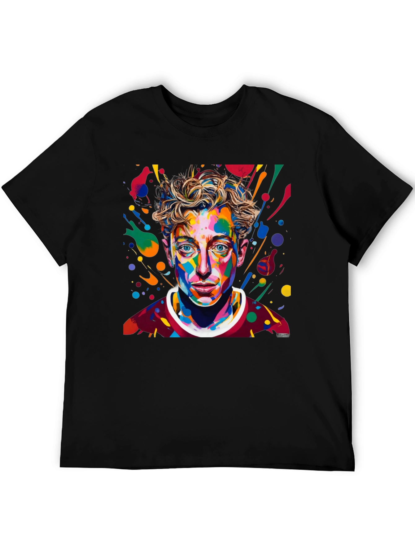 Camiseta Negra con Diseño Abstracto de Cara
