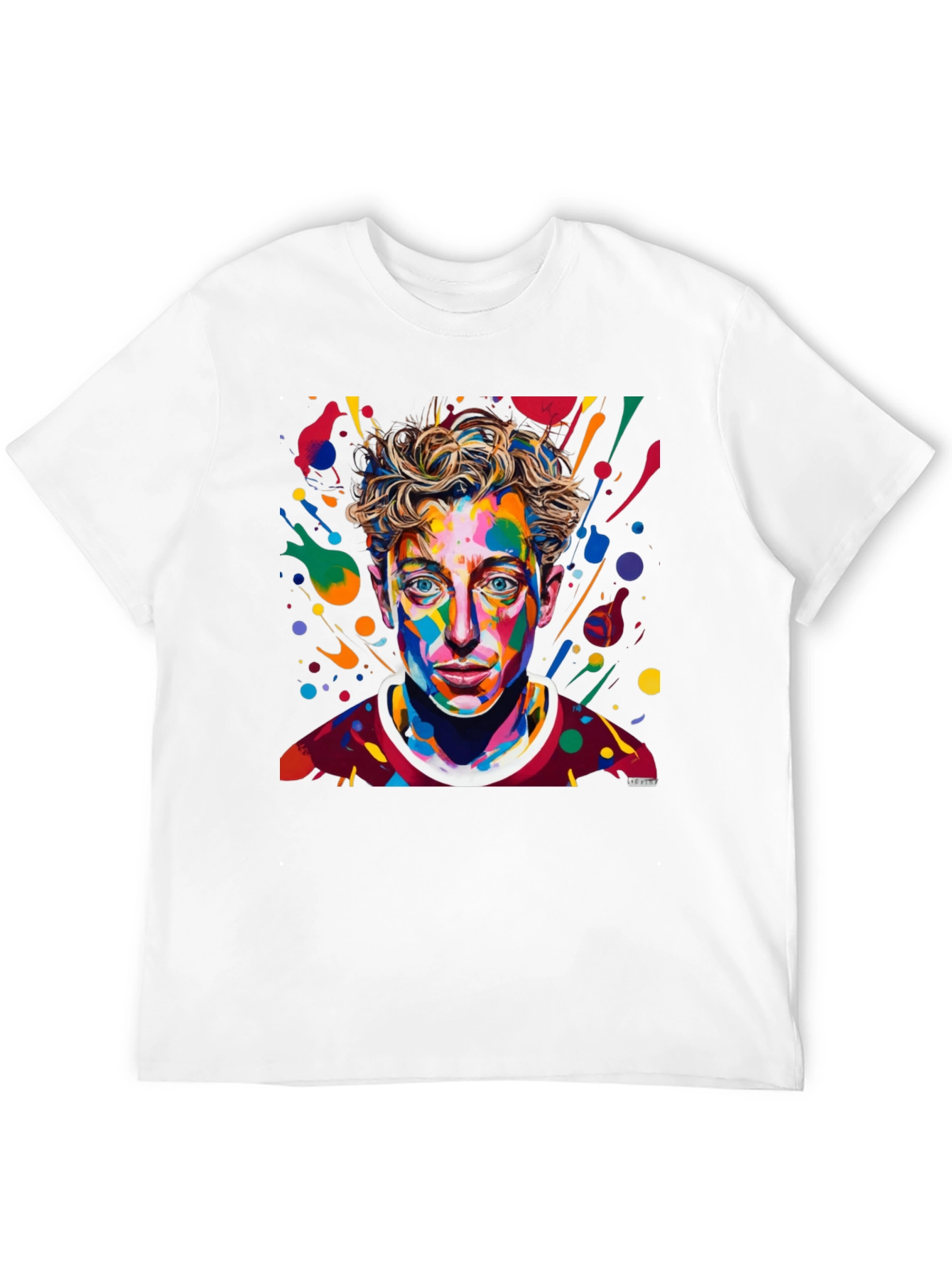 Camiseta Negra con Diseño Abstracto de Cara