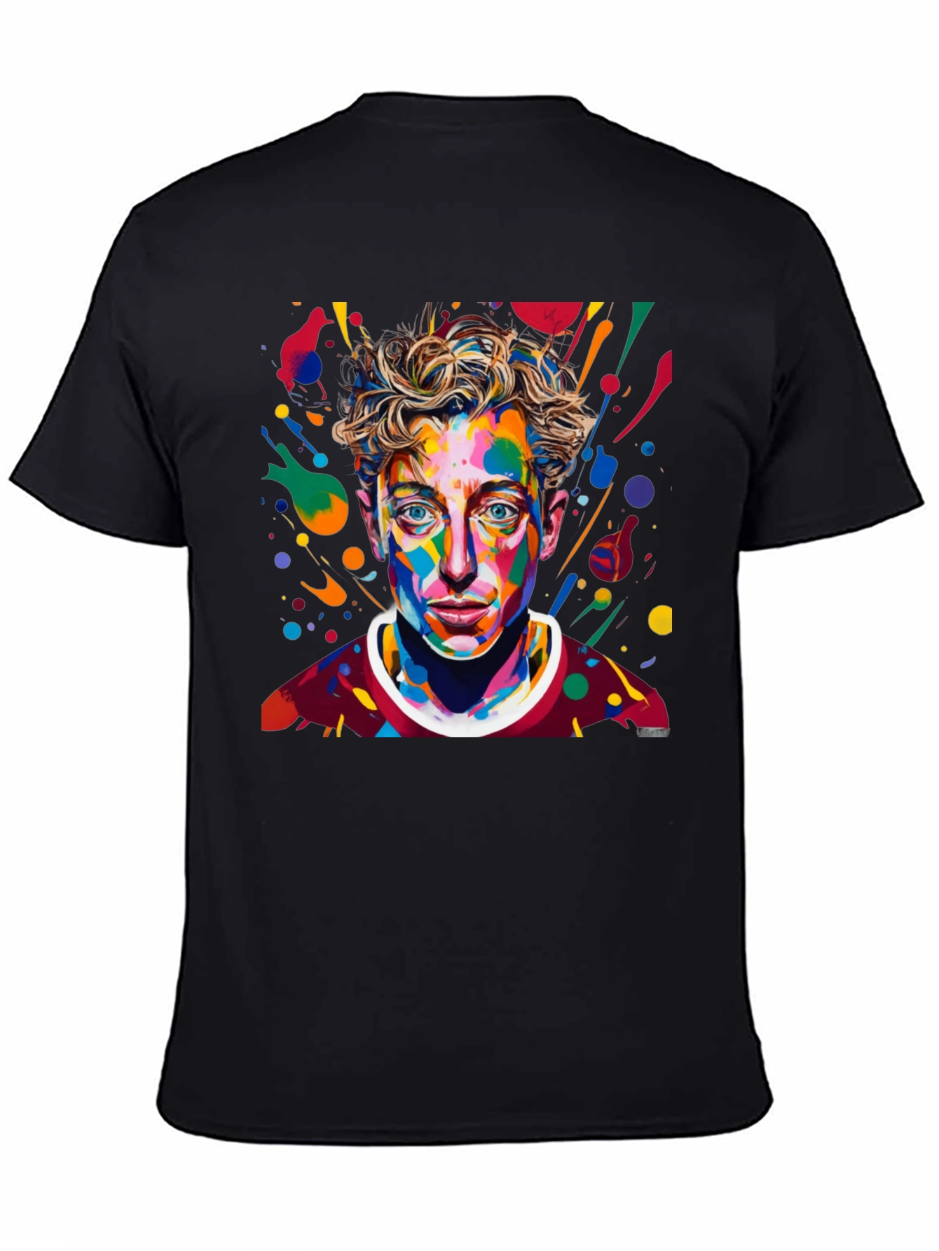 Camiseta Negra con Diseño Abstracto de Cara