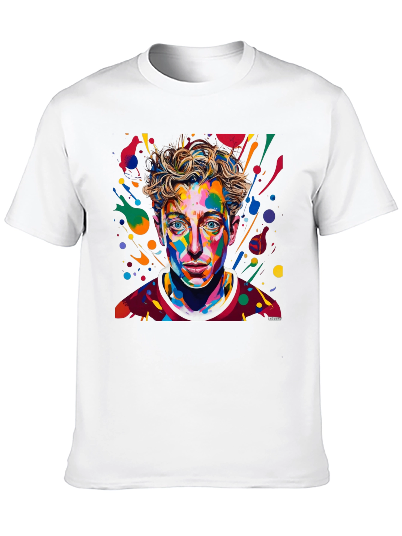 Camiseta Negra con Diseño Abstracto de Cara